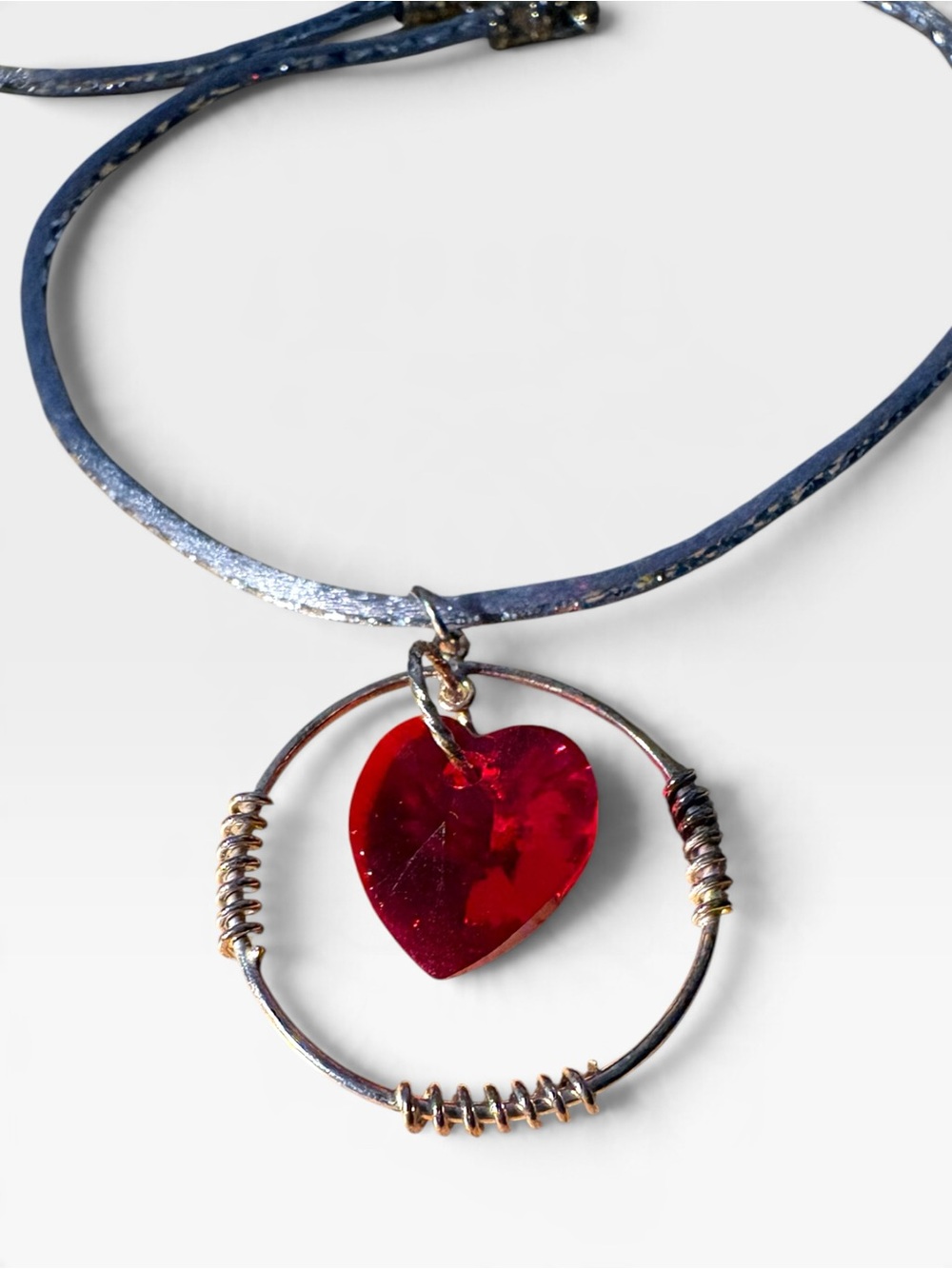 Hand Crafted Women’s Swarovski Heart Sterling Silver Necklace Red - Picture 5 of 6